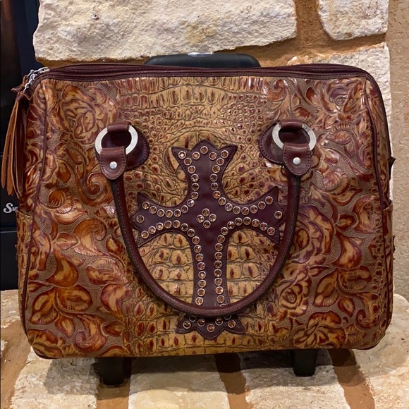 Raviani Handbags - Raviani leather rolling computer bag